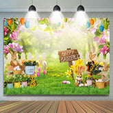 Blumen Hase Garten Glücklich Ostern Tag Hintergrund